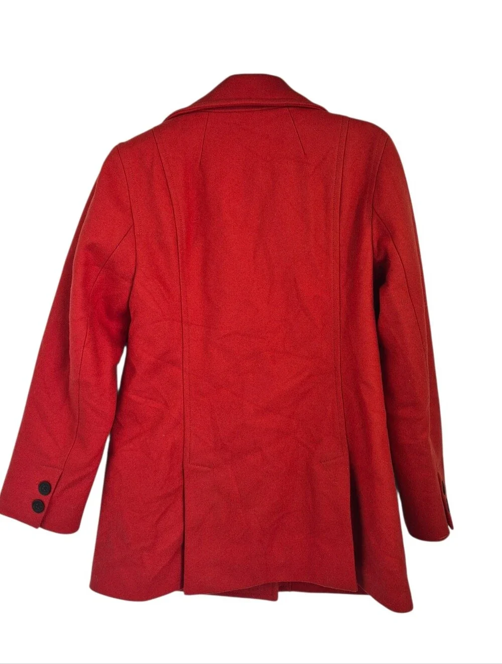 J. Crew Red Wool Blend Coat Size Small Quilted Lining Double Breasted Jacket - Picture 4 of 6
